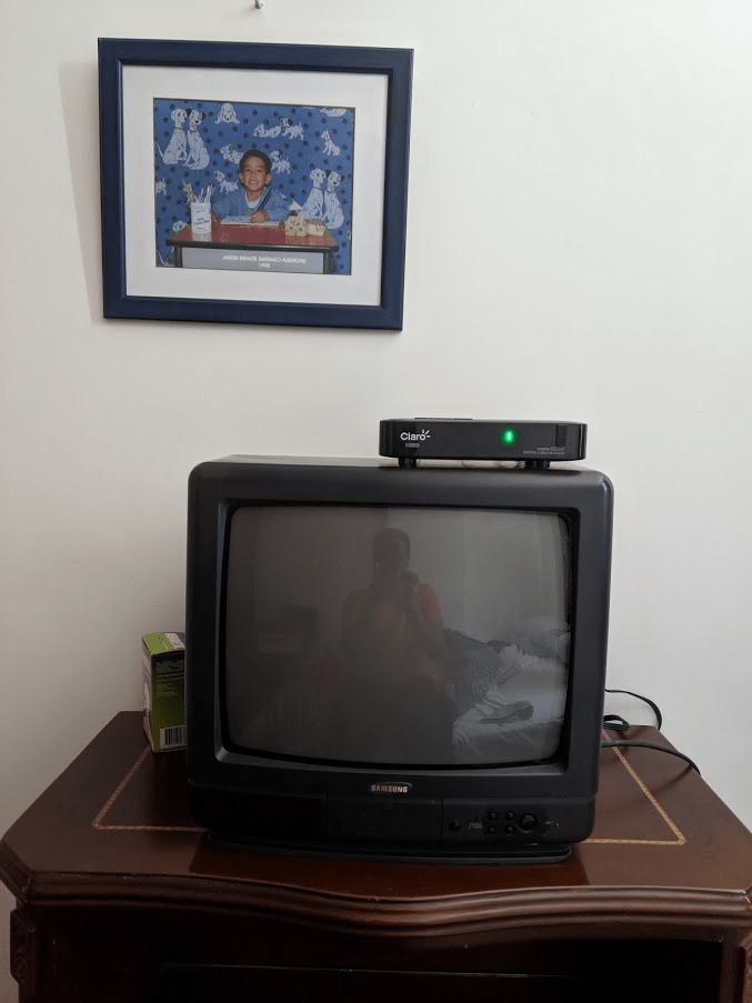 The room I stayed in with an old school television